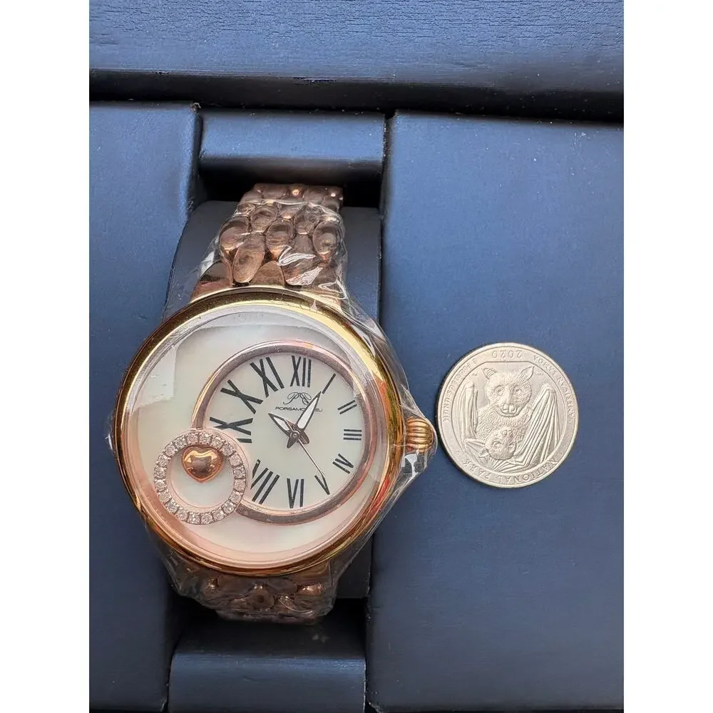 Porsamo Bleu Claire Diamond Mother of Pearl Rose Gold Watch NWT